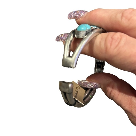 Stephan & CO. Silver Tone Medal Clasp Bracelet w/ Trio of Faux Turquoise Stones - Picture 7 of 9